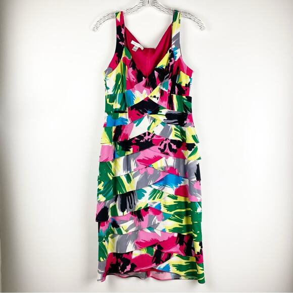 London Times Multi Color Bandage Dress Sleeveless Women’s Size 8 - Picture 3 of 12